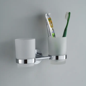 Double cup toothpaste toothbrush holder