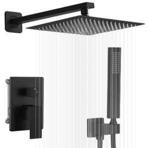 Black 4 ways concealed shower mixer