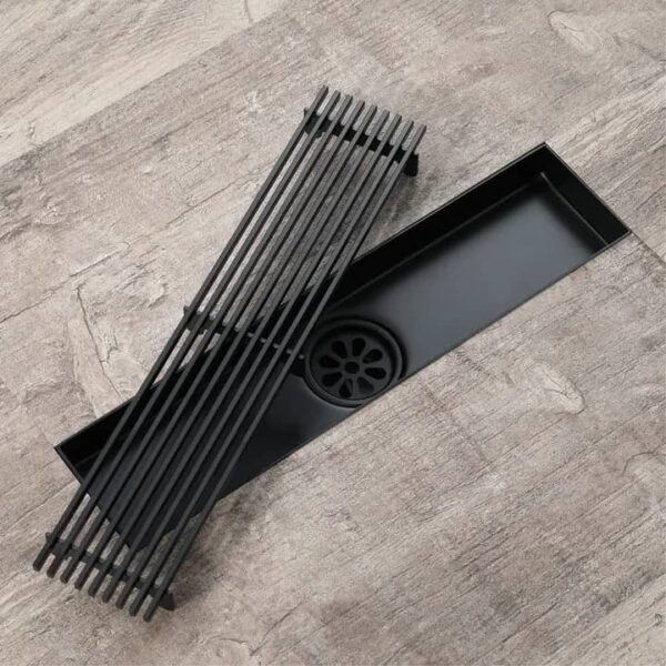 300mm Black Linear heavy gage shower drain waste flow - Image 3