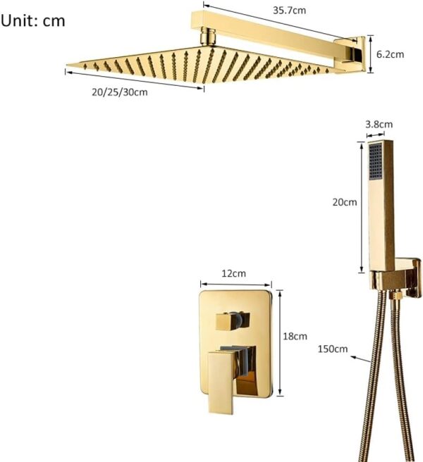 Golden 4-ways concealed shower conduit shower mixer - Image 3
