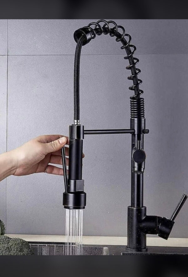 2-in-1 Black Chain Sink Mixer Tap - Image 2