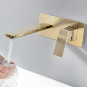 Golden concealed basin mixer tap