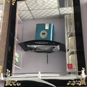 Black Single Shelf Mirror 70x50cm