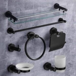 Matt-Black Sets of Bathroom Accessories