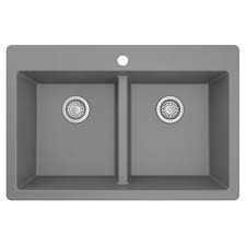 Equal Double Bowl Quartz Acrylic Kitchen Sink in Grey-AC10