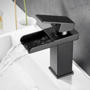 Half-cut Waterfall Basin Mixer Black
