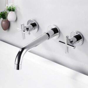 Dual control chrome concealed basin mixer