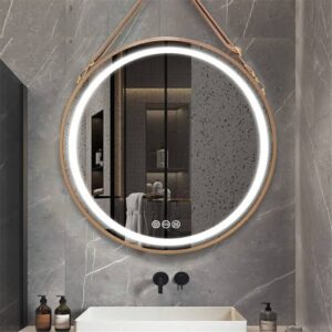 Golden rope frame round led mirror