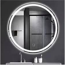 Black frame round led mirror