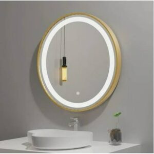 Golden frame round led mirror