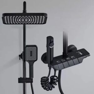 BS-SS020 Black Piano Button Modern shower mixer set
