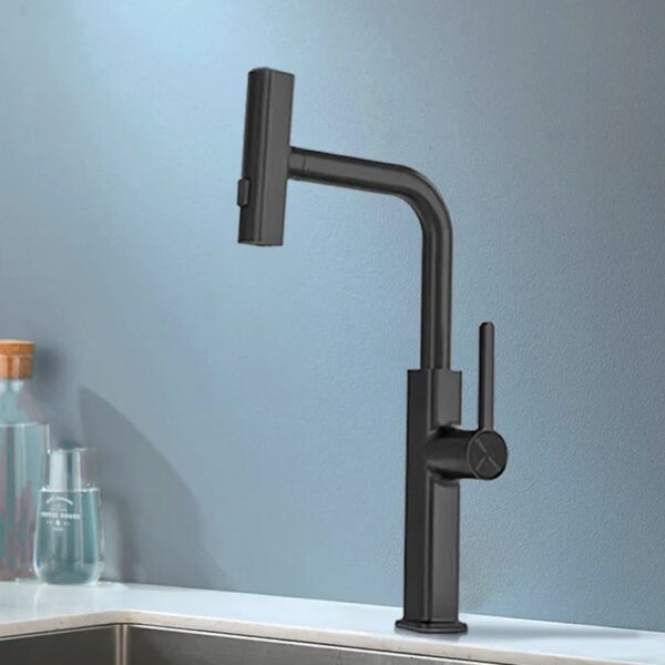 Black modern 2 ways spout pullout sink/basin mixer - Image 5