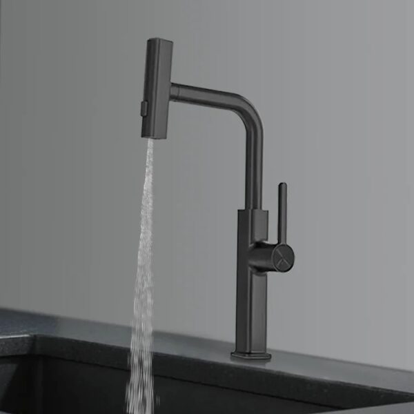 Black modern 2 ways spout pullout sink/basin mixer - Image 2