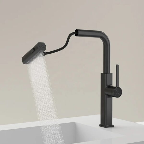 Black modern 2 ways spout pullout sink/basin mixer - Image 3