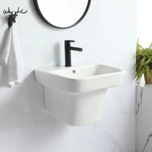 Square white suspended basin