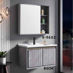 WK9602 80cm Dual door wall hung cabinet basin