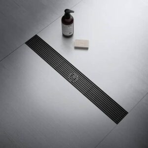 600mm Black Linear stainless heavy gage shower floor drain