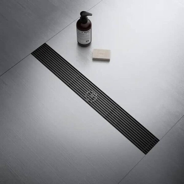 600mm Black Linear stainless heavy gage shower floor drain