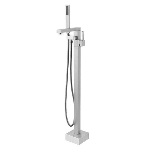 Brushed Nickel square floor mount shower mixer - Image 3
