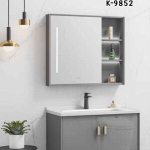 Wk9852 Wall hung cabinet basin with led mirror