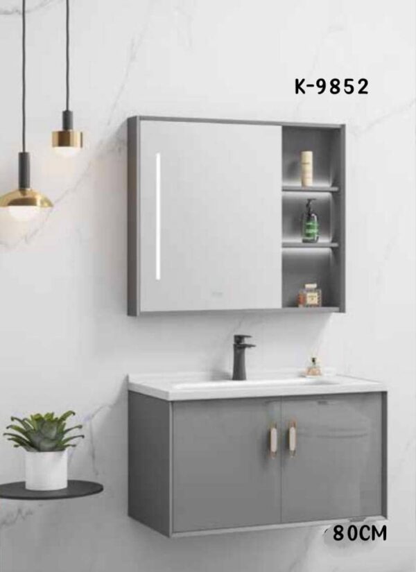 Wk9852 Wall hung cabinet basin with led mirror