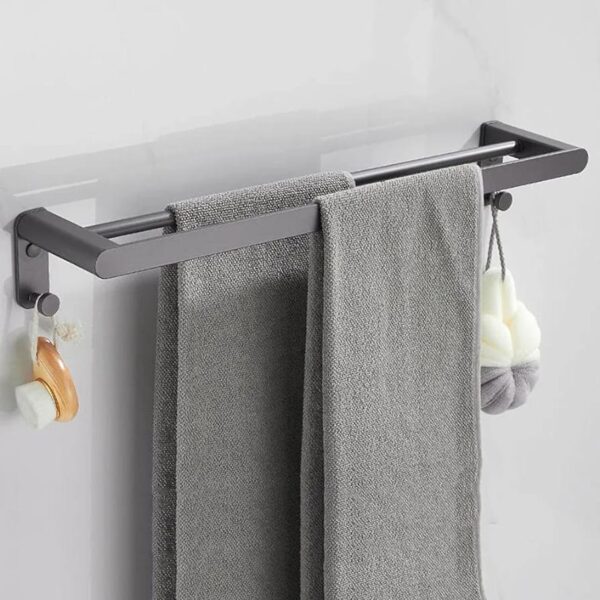 Oniks Grey Single Towel Rail with sponge hook - Image 2