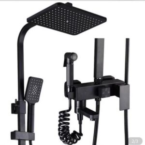 BS-SS025 Black square shower mixer with pressure spray