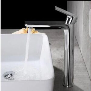 Chrome flat counter top basin mixer