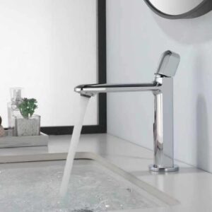 Modern chrome basin mixer