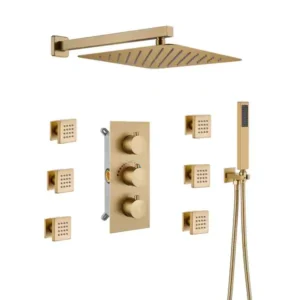 Golden executive concealed shower with massage jets