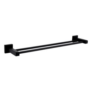 Square base black double towel hanger