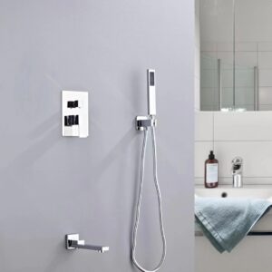 Chrome 5ways concealed shower with foldable tap