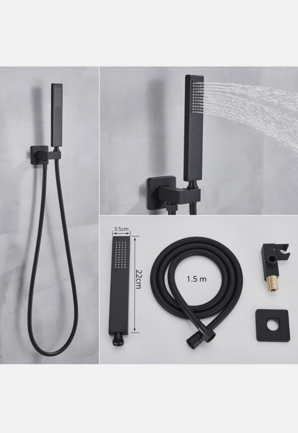 Black 5ways concealed shower mixer with led shower head - Image 2