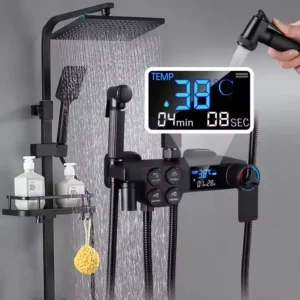 365-SM021 Black square digital thermostat Mixershower sets