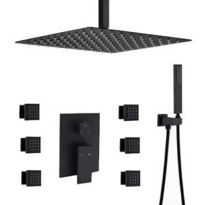 365-SM030 Black executive concealed shower mixer with body jets