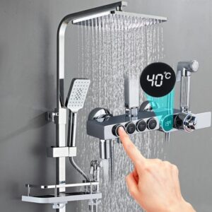 365-SM028 High Quality Chrome button control digital mixer shower sets