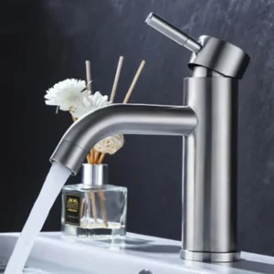 TBM088 SUS304 Brushed Bathroom Faucets round bend basin mixer tap