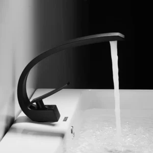 TBM070 High-End Black Curved Bathroom Faucet Faucets Basin Mixer Tap