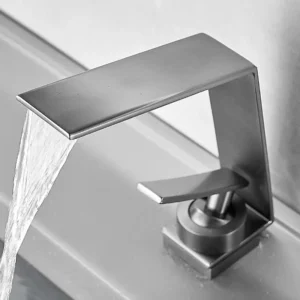 TBM073 Luxury Waterfall Brass Gun Grey Bathroom Faucets Basin Mixer Tap