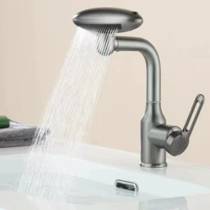 TBM057 Gun Gray 360 UFO Four-Function Bathroom Faucets Basin Mixer Tap