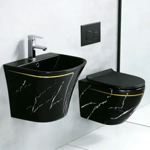 TWC010 Black kalrara wall-hung concealed toilet sets