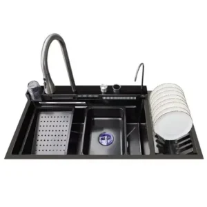 Multifunctional Full-option Luxury Kitchen Sink with Plate Rack