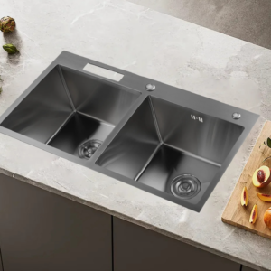 Black Double Bowl Handmade Kitchen Sink