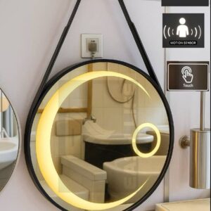 750mm Motion Sensor Black frame Multi-Light Led Mirror with Belt Hanger