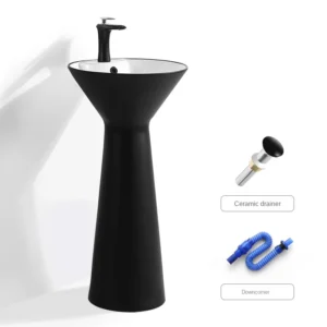 Funnel White on Black Freestanding Basin