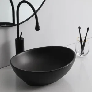 400x300mm Black Oval Bowl Counter-top Basin