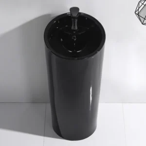 Black Straight Round Freestanding Basin