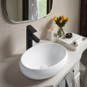 400x350mm White Oval Counter-top Basin