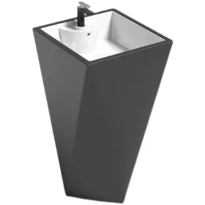Diamond White on Black Freestanding Basin
